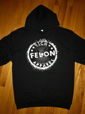 Rich Felon Apparel Blk/Wht "Splatter Logo" Hoodie